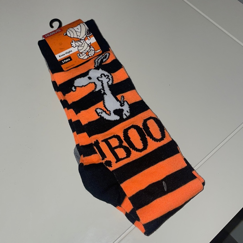 Peanuts Halloween Snoopy Knee Highs Socks 2 Pair NWT